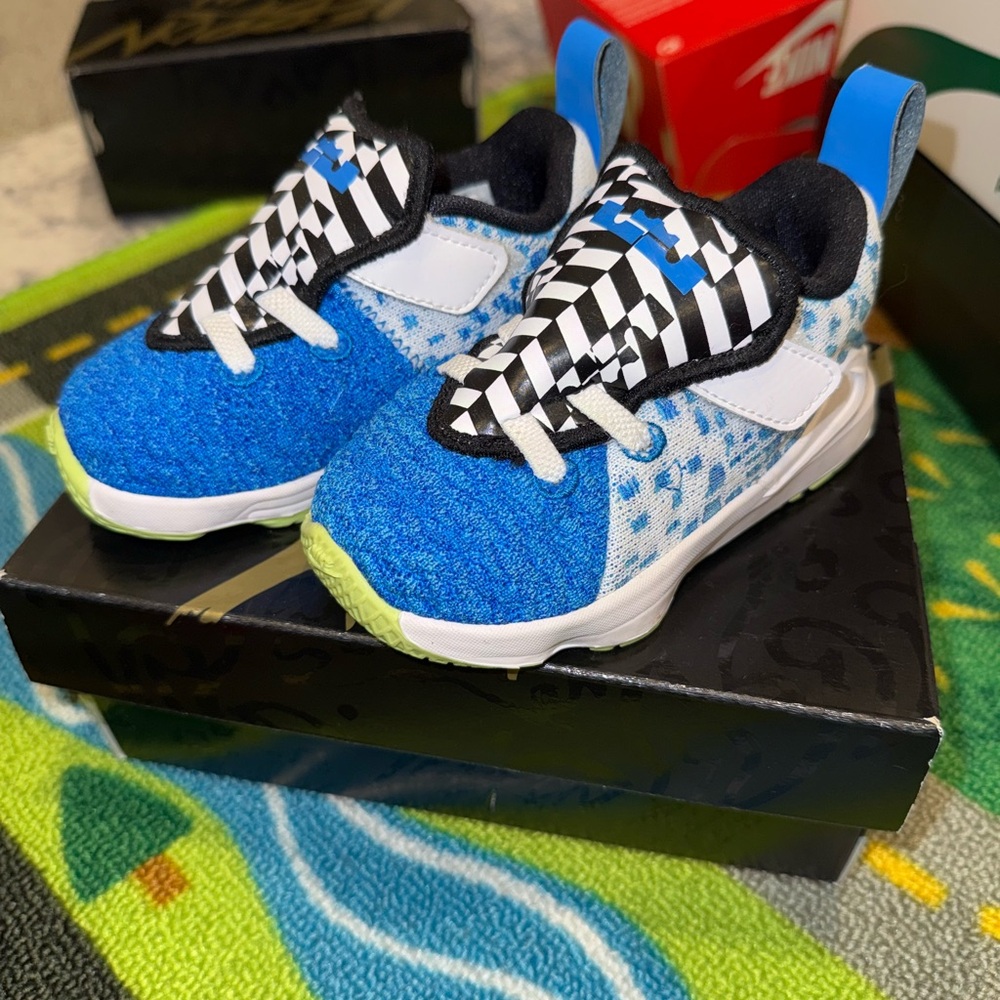 Toddler Nike LeBron Blue and Black Sneakers with Breathable Mesh